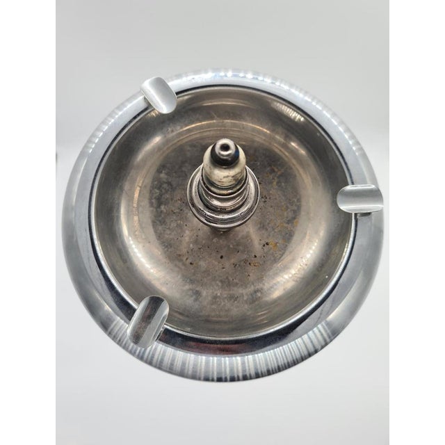 Metal Art Deco Modernist Freestanding Ashtray in Nickel-Plated Metal, 1950 For Sale - Image 7 of 11
