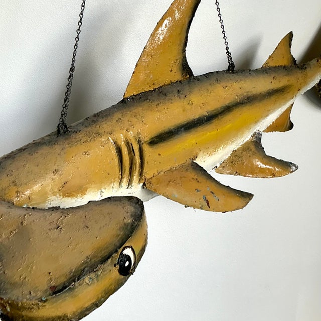 Late 20th Century Vintage Boho Torch Cut Wrought Iron Hammer Head Shark For Sale - Image 5 of 7