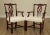 High Quality American Made Solid Mahogany Pair of Armchairs with Damask Upholstered Seats