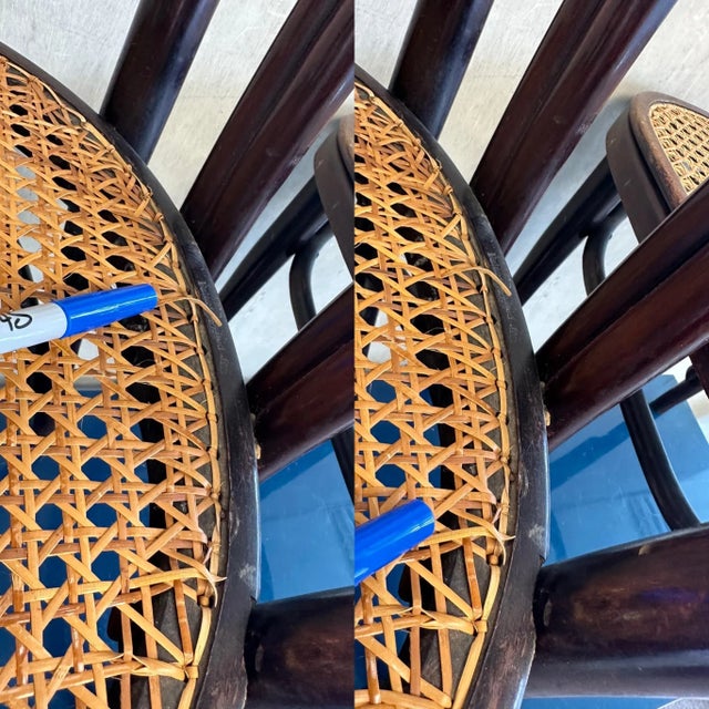 Pair Pre-1920 Thonet Bentwood and Cane Dining Chairs With Loop Shaped Leg Braces For Sale - Image 12 of 12