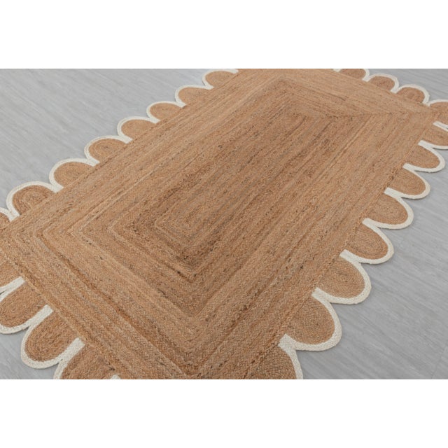 White Scallop Edge Jute Rug Runner 2.5x8 Ft. For Sale - Image 4 of 13