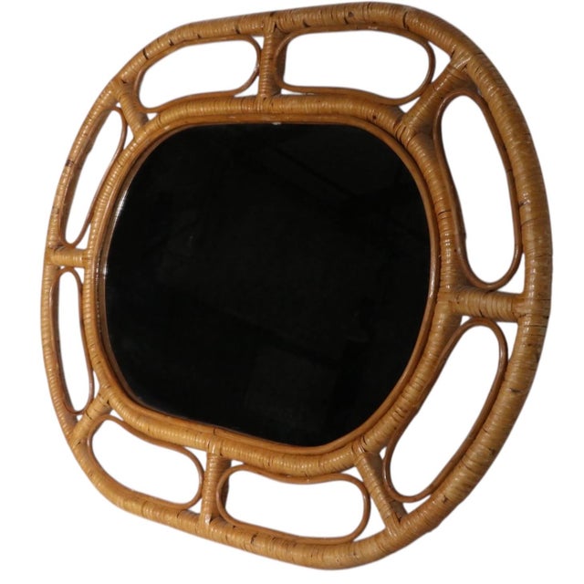 Franco Albini Vintage Bamboo Frame Oval Wall Mirror C. 1950/70's For Sale - Image 4 of 10