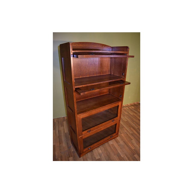 Mission Quarter Sawn Oak 4 Stack Barrister Bookcase - Micheal Cherry For Sale - Image 12 of 15