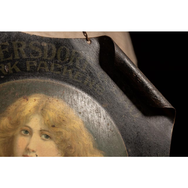 Victorian Early 1900s J. R. Beiersdorf & Co. Advertising Tin Sign With Rolled Edges For Sale - Image 3 of 3