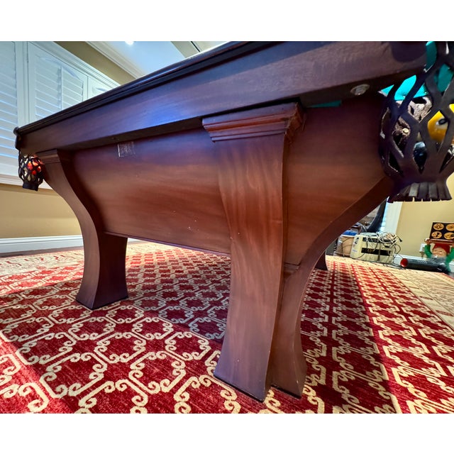 1900 - 1909 Antique Brunswick Rochester Pool Table Circa 1906 - African Mahogany For Sale - Image 5 of 17