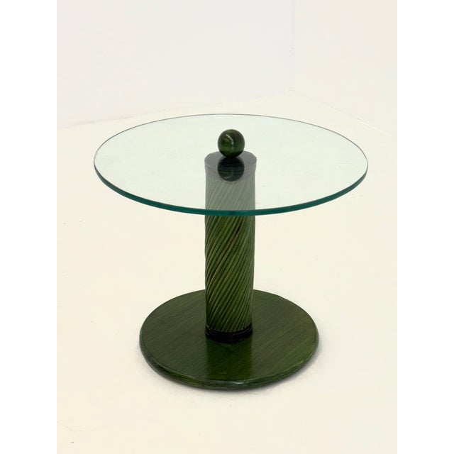 Italian Side Table with Bamboo Base and Glass Top, 1970s For Sale - Image 9 of 9