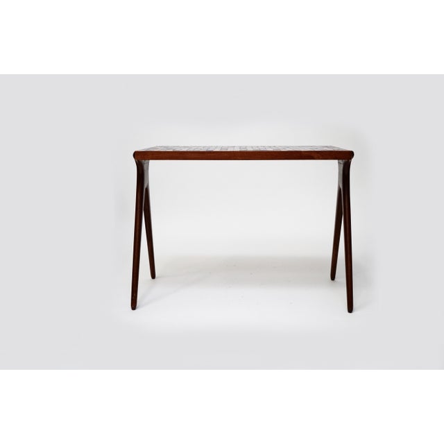 Brown Mosaic Tile Side Table by Vladimir Kagan for Kagan-Dreyfuss, circa 1955 For Sale - Image 8 of 12