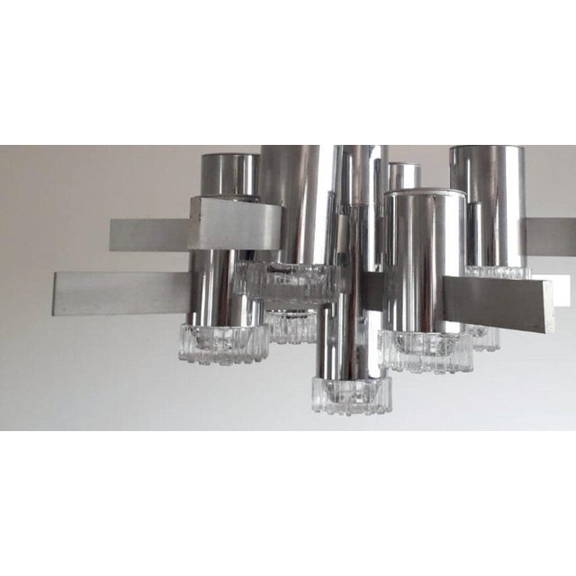 Vintage Italian Chandelier/Pendant by Gaetano Sciolari, Italy, 1970's. For Sale In Los Angeles - Image 6 of 8