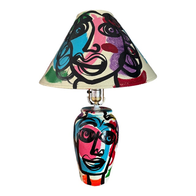 1970s Original Peter Keil Colorful Lamp and Shade Painting For Sale