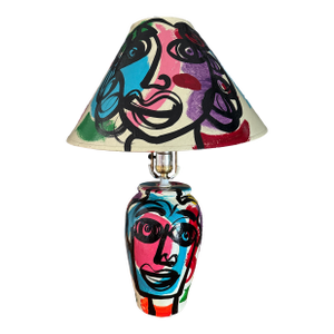 1970s Original Peter Keil Colorful Lamp and Shade Painting