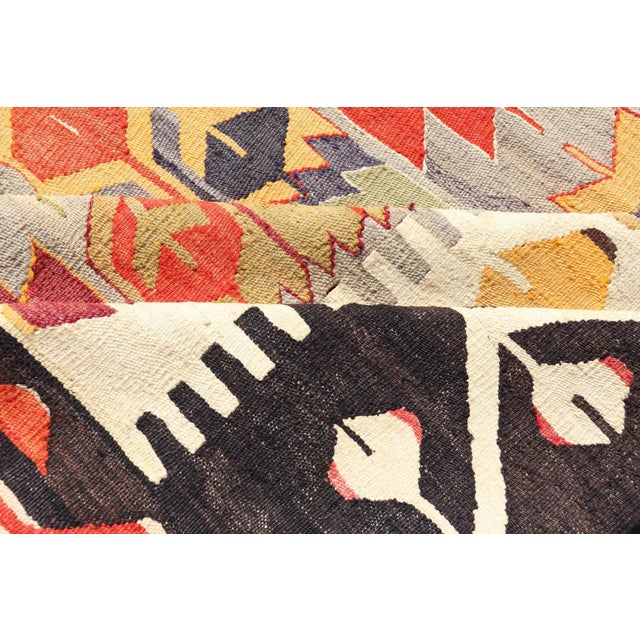 Mid 20th Century Colorful Vintage Turkish Flatweave Rug With All-Over Tribal Design For Sale - Image 11 of 12