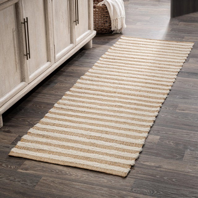 Ventura Stripe Natural Ivory Rug - 2.6 X 8 For Sale In Los Angeles - Image 6 of 7