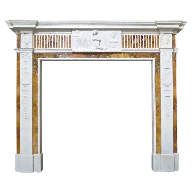 Antique Statuary and Convent Sienna Marble Fireplace Mantel For Sale