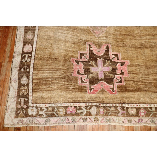 Mid 20th Century Turkish Kars Rug in brown, pink and ivory