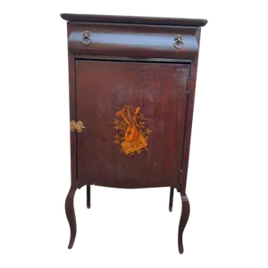 Antique Victorian Style Mahogany Sheet Inlaid Music Cabinet