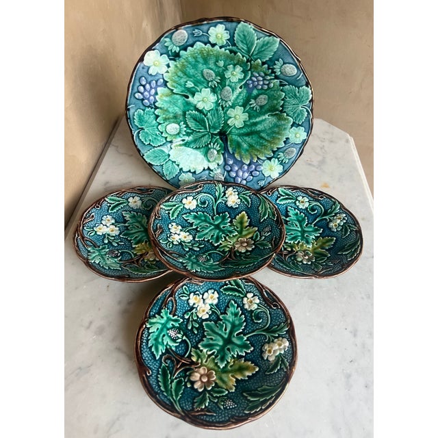 Antique Swedish Majolica Plate by Rörstrand , C. 1880's For Sale In San Francisco - Image 6 of 13