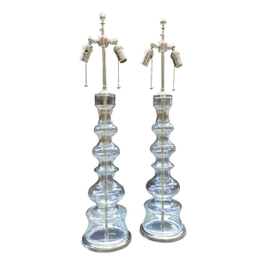 Pair of 1970s Glass Baluster Lamps by Pierre Cardin for Laurel Lamp Company, Unmarked