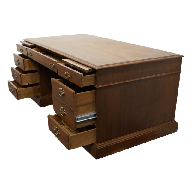 Late 20th Century Late 20th Century Rway Furniture of Sheboygan, Wi Solid Mahogany Traditional Style 73" Executive Office Desk For Sale - Image 5 of 12