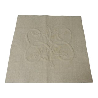 Natural Color "Trapunto" Pillow Face Made With Antique Linen For Sale