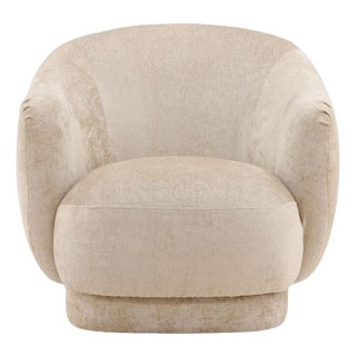Light Sand Velvet Contemporary Accent Chair For Sale