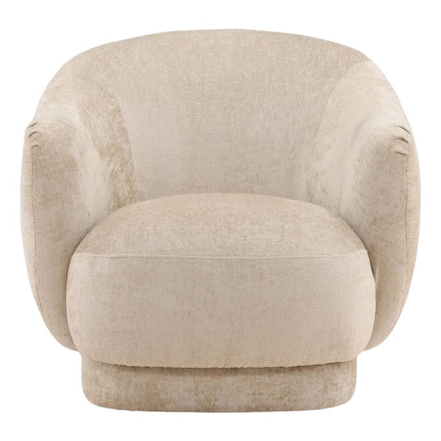 Light Sand Velvet Contemporary Accent Chair For Sale