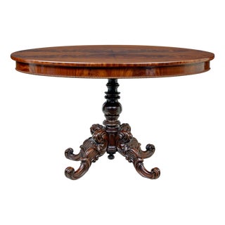 Antique Scandinavian Hand Carved Oval Center Table, 1880 For Sale