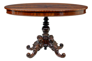Antique Scandinavian Hand Carved Oval Center Table, 1880