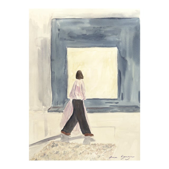 At the Gallery - Original Figurative Watercolor Still Life Painting on Paper by Ama Liyanage For Sale