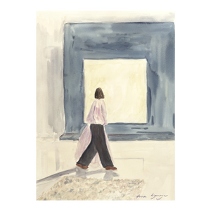 At the Gallery - Original Figurative Watercolor Still Life Painting on Paper by Ama Liyanage