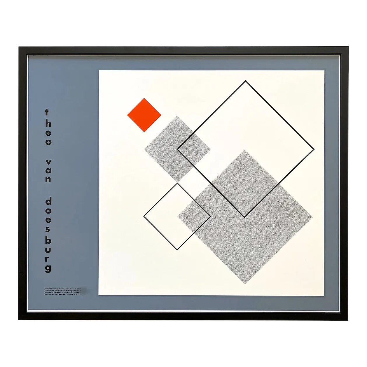 Theo Van Doesburg Vintage 1988 Fine Art Serigraph Print Framed