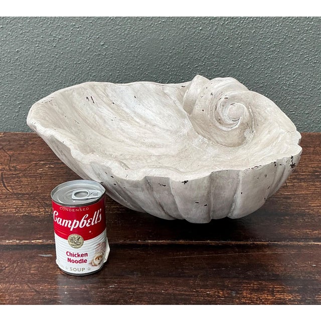 Mid 20th Century Vintage Italian Carved Wood Shell Bowl For Sale - Image 5 of 12