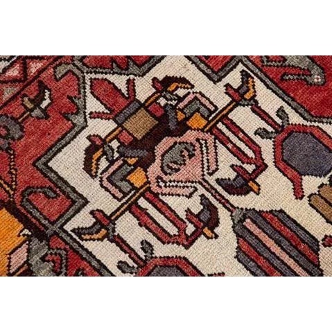 Red Vintage Persian Handmade Red Medallion Wool Rug For Sale - Image 8 of 11