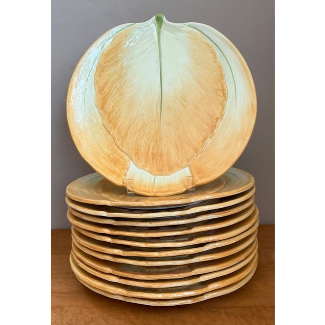 Vintage Italian Botanical Ceramic Dinner Plates - Set of 12 For Sale - Image 14 of 15