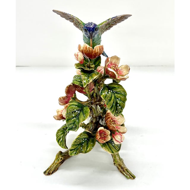 Jay Strongwater Dawn Hummingbird Tableau With Swarovski Crystals - Flora and Fauna Collection For Sale - Image 11 of 18