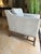 Campaign Light Blue Suede Club Chair For Sale - Image 3 of 14