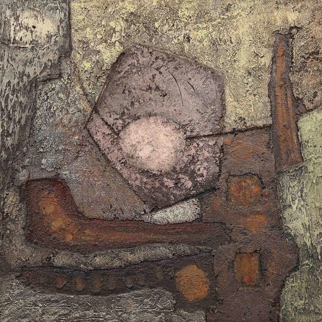 Sculpture Materials Mid-Century Modernist Textural Abstract Mixed Media Painting on Board For Sale - Image 7 of 12