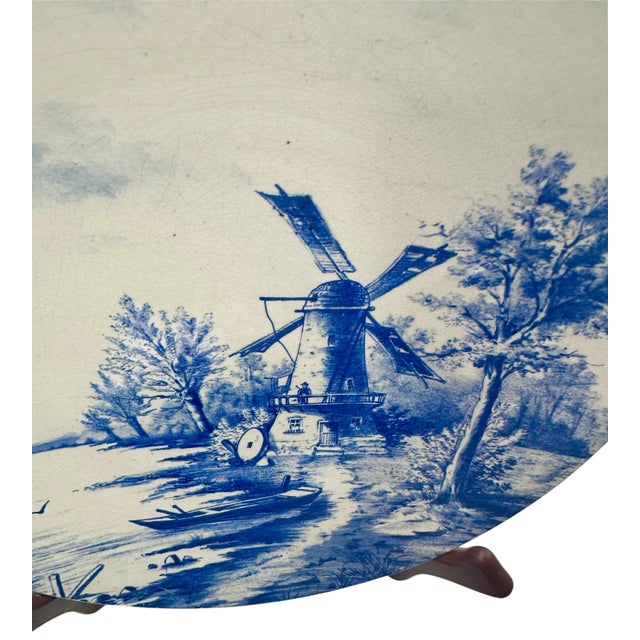 Antique Villeroy & Boch “Dutch River Scene” Charger Plate For Sale - Image 11 of 12