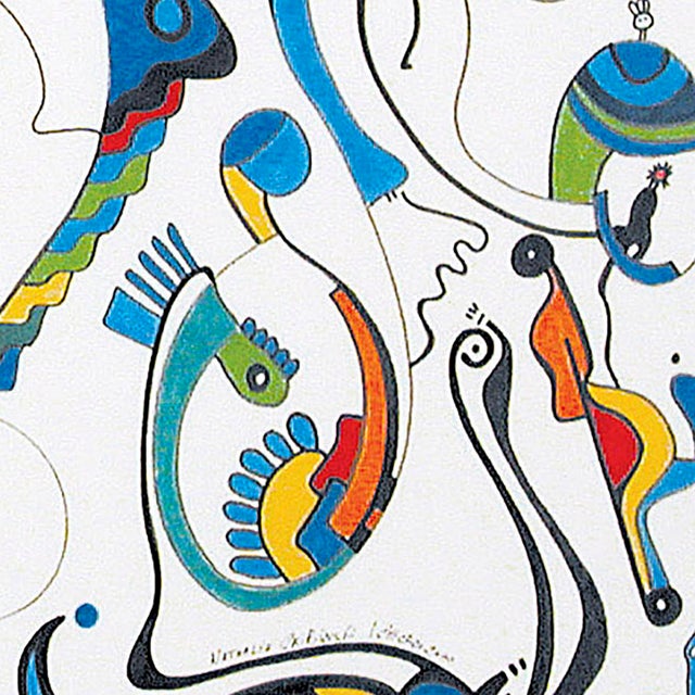 2000 - 2009 Carnival of the Fool – Abstract Linear Composition – Oil Markers on Unstretched Canvas – 36 X 60 In For Sale - Image 5 of 9