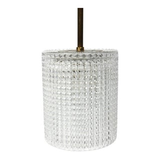 1960s Scandinavian Carl Fagerlund Textured Glass and Brass Pendant For Sale
