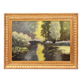 Emile Gauffriaud, River, 1920s, Oil on Canvas, Frmed For Sale