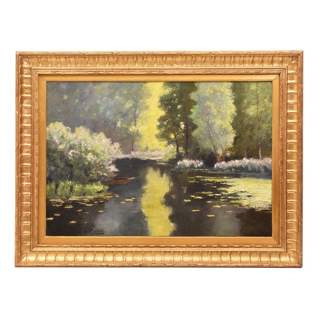 Emile Gauffriaud, River, 1920s, Oil on Canvas, Frmed For Sale