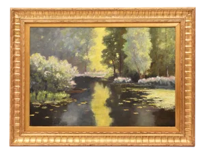 Emile Gauffriaud, River, 1920s, Oil on Canvas, Frmed
