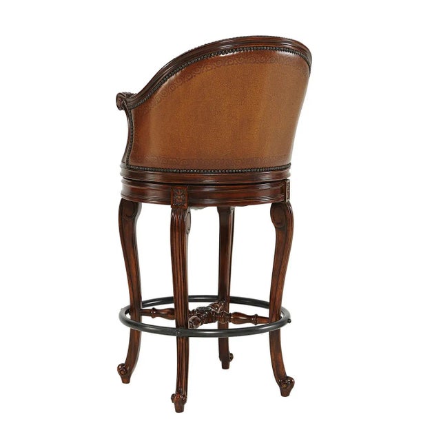 Louis XV Leather Swivel Bar Stool Chairish