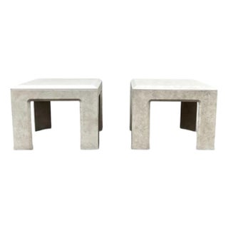 Vintage 1970s Postmodern Faux Stone Waterfall Side Tables by Lane Furniture - A Pair For Sale
