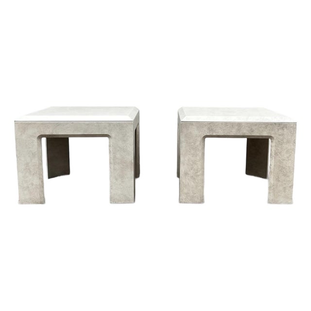 Vintage 1970s Postmodern Faux Stone Waterfall Side Tables by Lane Furniture - A Pair For Sale