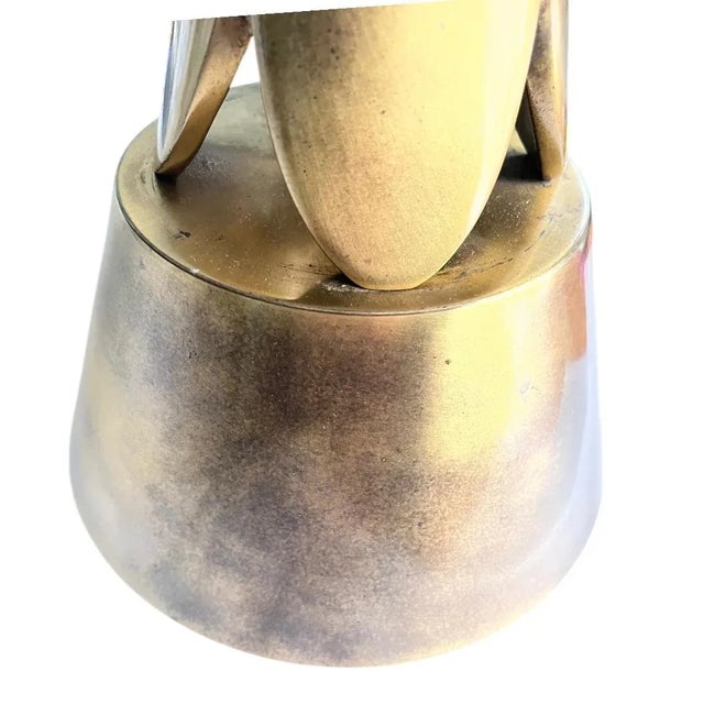 Rare Vintage Mid Century Modern Atomic Brass Lamp Hollywood Regency Gold Brutalist For Sale - Image 9 of 12