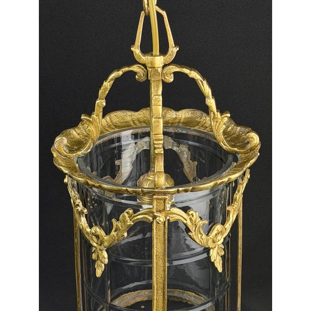 French Louis XV Style Gilt Bronze and Glass Lantern Chandelier, 1880-1910 For Sale - Image 3 of 13