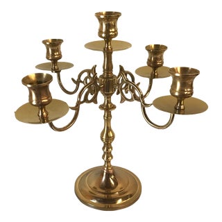 Vintage Five Arm Brass Candelabra For Sale