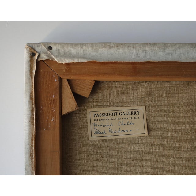 Mid-Century Modern 1950s Visionary Black Madonna Oil on Linen Passedoit Gallery Nyc Frederick Childs For Sale - Image 3 of 4