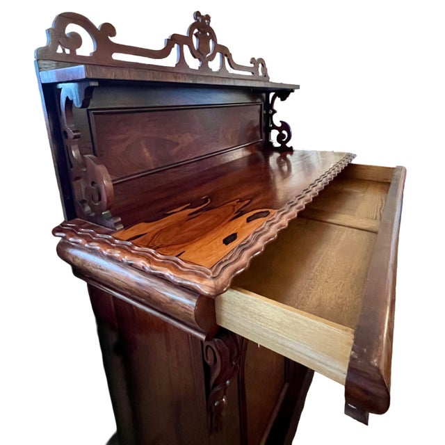 Wood Large Victorian Mahogany & Rosewood Server Sideboard Chiffonier Buffet Turn of the Century For Sale - Image 7 of 10